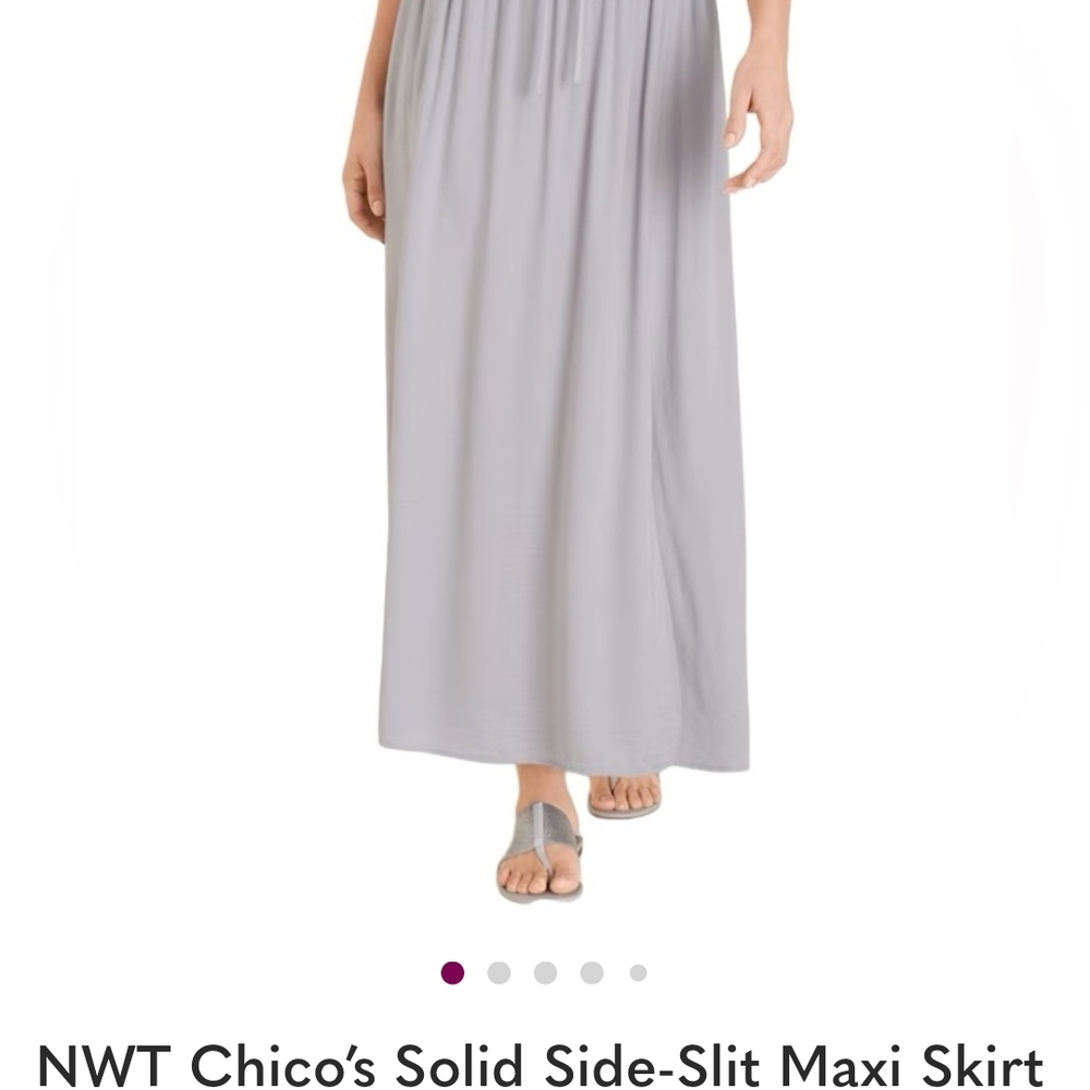 NWT Lovely Chico's Gray Maxi Skirt with Side Slit 3/XL